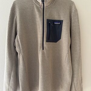 Patagonia Men's Zip-Up Sweater in Beige and Navy
